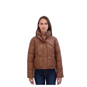 Junior’s Sebby Faux Leather Puffer Coat